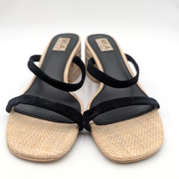 MIA Isabeli Espadrille Slide Sandal Women's Black/Beige Size US7.5 EU38 - Picture 2 of 12